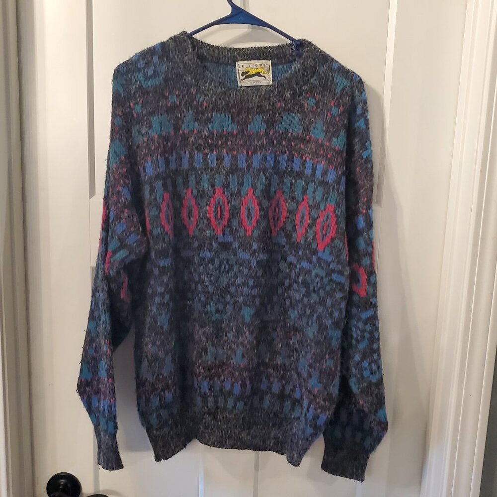 Vintage Le Tigre Crewneck Patterned Sweater- Large